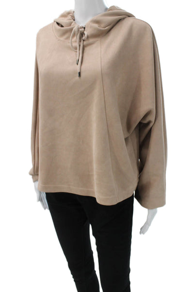 T Tahari Womens Beige Pullover Hoodie Long Sleeve Polyester Blend Size XL