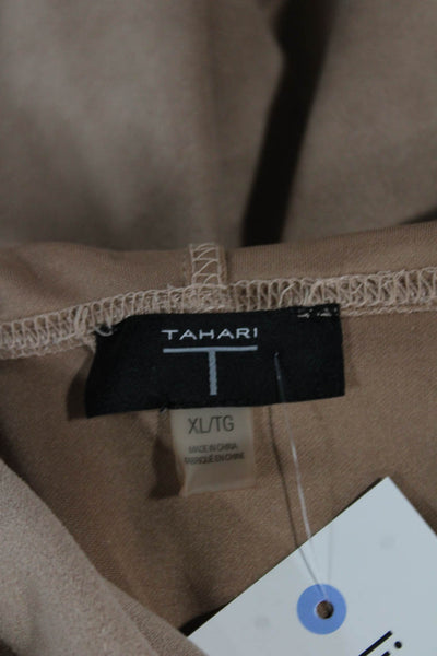 T Tahari Womens Beige Pullover Hoodie Long Sleeve Polyester Blend Size XL