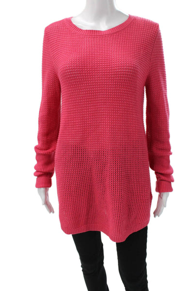 Max Studio Women Pink Cotton Tunic Sweater Long Sleeve Crew Neck Size 36