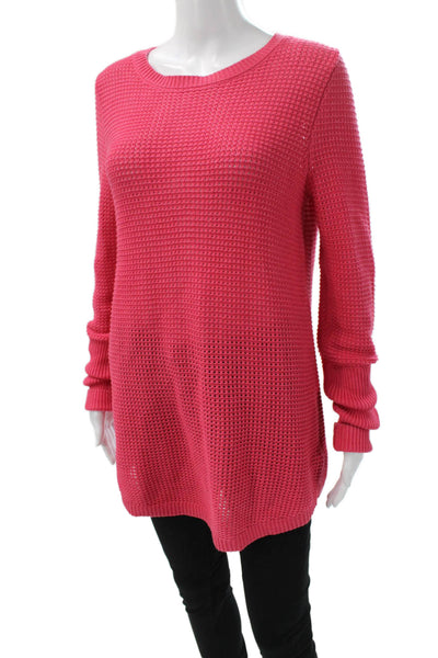 Max Studio Women Pink Cotton Tunic Sweater Long Sleeve Crew Neck Size 36