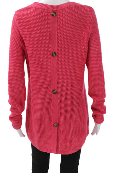 Max Studio Women Pink Cotton Tunic Sweater Long Sleeve Crew Neck Size 36