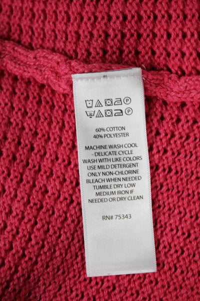 Max Studio Women Pink Cotton Tunic Sweater Long Sleeve Crew Neck Size 36