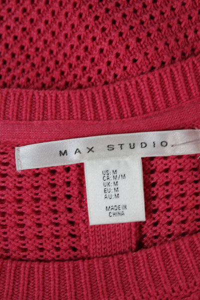 Max Studio Women Pink Cotton Tunic Sweater Long Sleeve Crew Neck Size 36