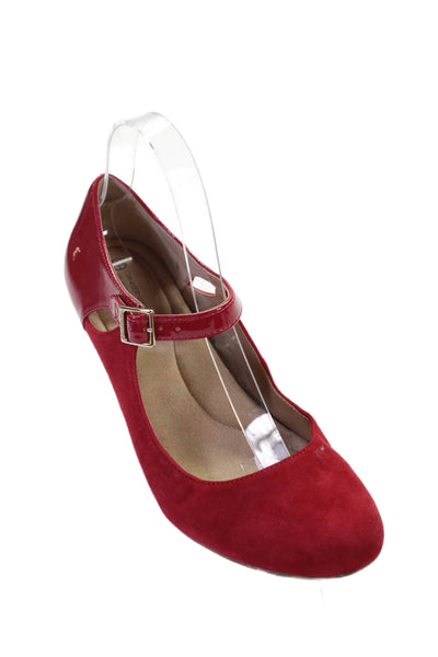 Giani Bernini Womens Suede T Strap Velmah Pumps Red Size 8.5 Medium