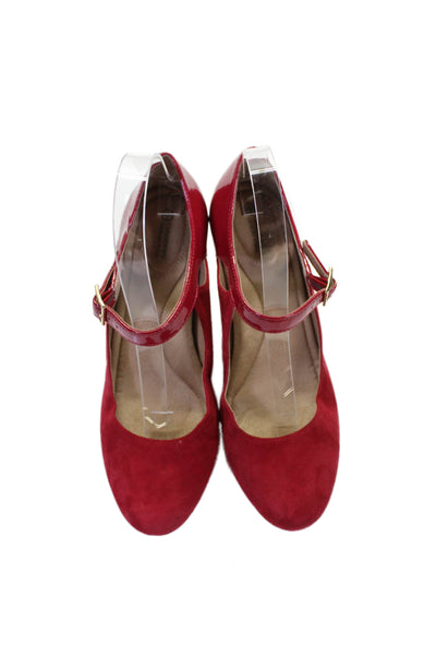 Giani Bernini Womens Suede T Strap Velmah Pumps Red Size 8.5 Medium