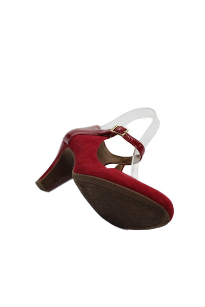 Giani Bernini Womens Suede T Strap Velmah Pumps Red Size 8.5 Medium