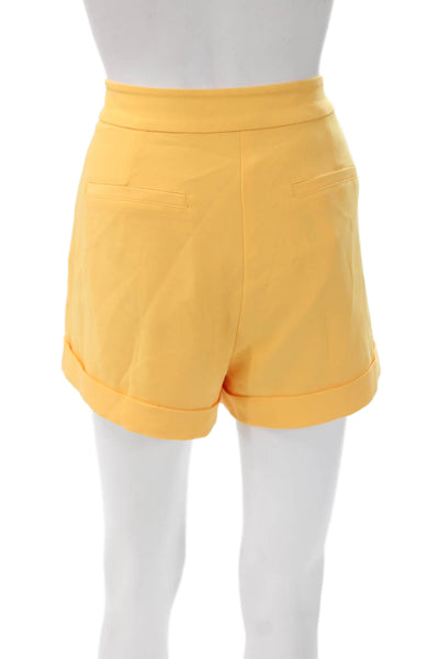 Cinq à Sept Women Chino Shorts Yellow Triacetate Blend Size 8