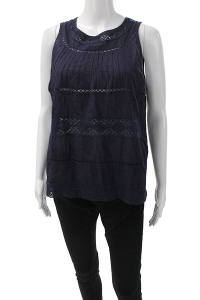 Love Shack Fancy Womens Tunic Sleeveless Blue Cotton Round Neck Size S