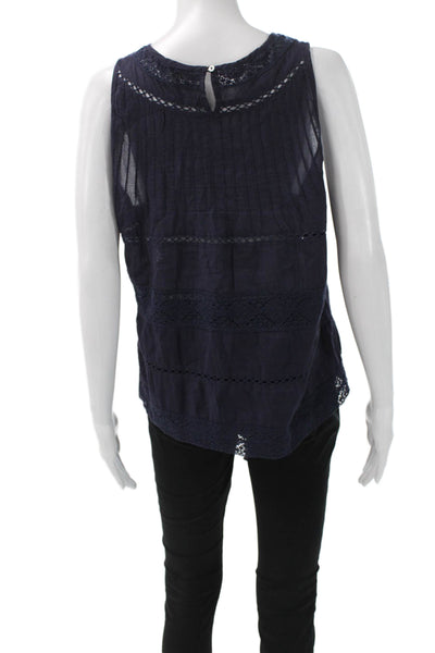 Love Shack Fancy Womens Tunic Sleeveless Blue Cotton Round Neck Size S