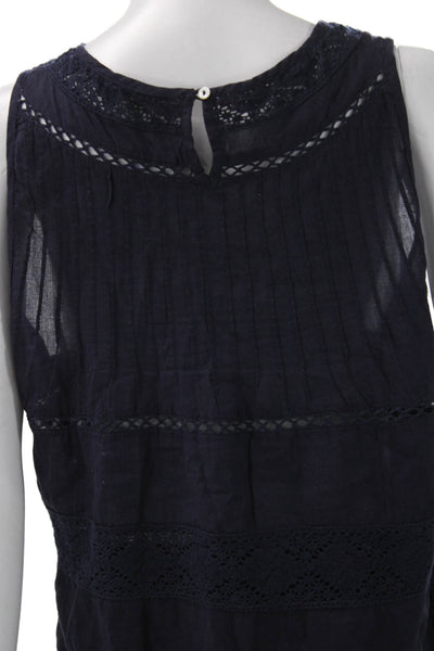 Love Shack Fancy Womens Tunic Sleeveless Blue Cotton Round Neck Size S