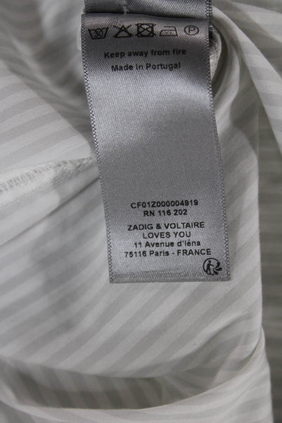 Zadig & Voltaire Womens Striped Button Up White Cotton Blend Longsleeve Size S