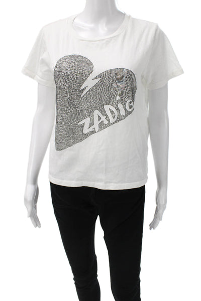 Zadig & Voltaire Women Basic White Crew Neck Short Sleeve T-Shirt Size S
