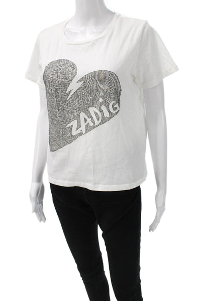 Zadig & Voltaire Women Basic White Crew Neck Short Sleeve T-Shirt Size S
