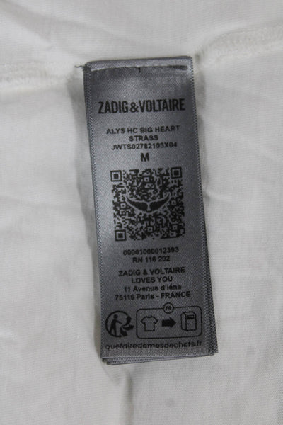 Zadig & Voltaire Women Basic White Crew Neck Short Sleeve T-Shirt Size S