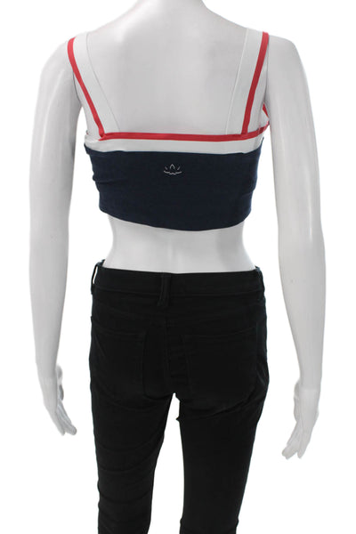Beyond Yoga Womens Cropped Tank Striped Blue Square Neck Size M