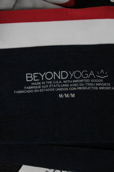 Beyond Yoga Womens Cropped Tank Striped Blue Square Neck Size M