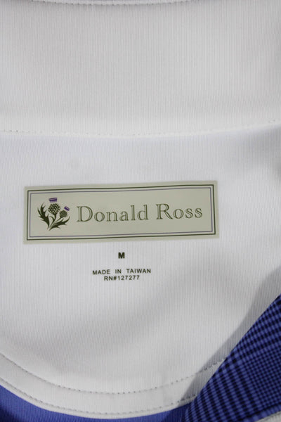 Donald Ross Mens Plaid 1/2 Zipper Mock Neck Shirt Blue Size Medium