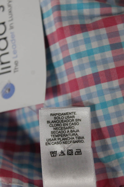 Vineyard Vines Mens Plaid Button Down Shirt Pink Blue Cotton Size Large