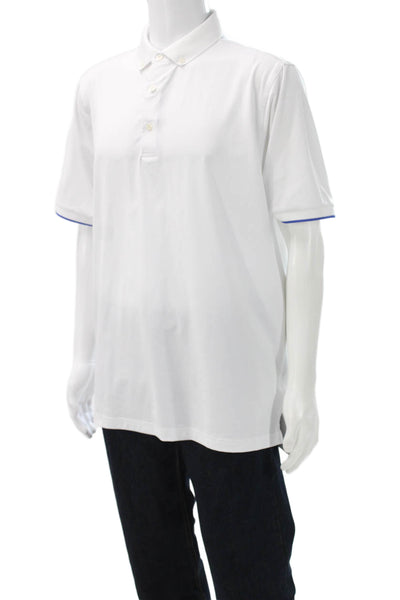 Bobby Jones Mens Short Sleeves Polo Shirt White Blue Size Large