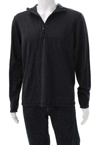 Greyson Mens 1/2 Zipper Mock Neck Long Sleeves Shirt Black Size Medium