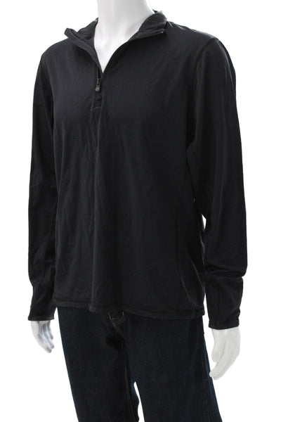 Greyson Mens 1/2 Zipper Mock Neck Long Sleeves Shirt Black Size Medium