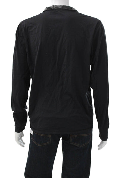 Greyson Mens 1/2 Zipper Mock Neck Long Sleeves Shirt Black Size Medium