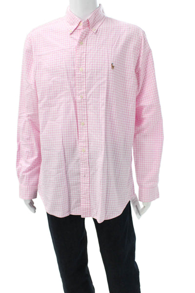 Polo Ralph Lauren Mens Plaid Classic Fit Button Down Shirt Pink Size Extra Large