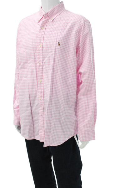 Polo Ralph Lauren Mens Plaid Classic Fit Button Down Shirt Pink Size Extra Large