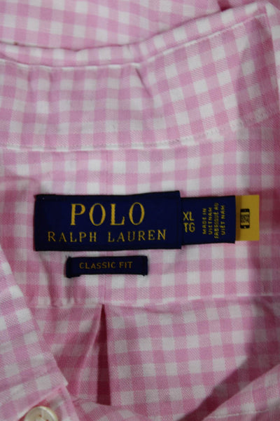 Polo Ralph Lauren Mens Plaid Classic Fit Button Down Shirt Pink Size Extra Large