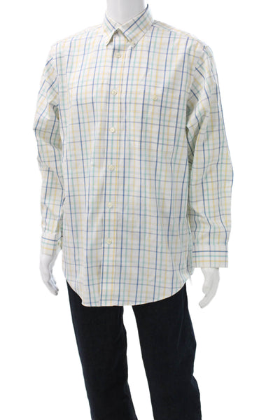 Orvis Mens Plaid Button Down Shirt Multi Colored Cotton Size Medium