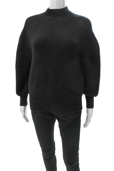 Cyrus Womens Pullover Sweater Mock Neck Long Sleeve Black Rayon Size M
