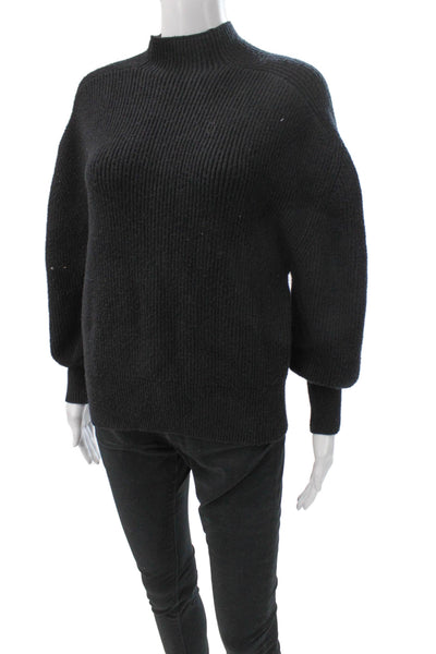 Cyrus Womens Pullover Sweater Mock Neck Long Sleeve Black Rayon Size M