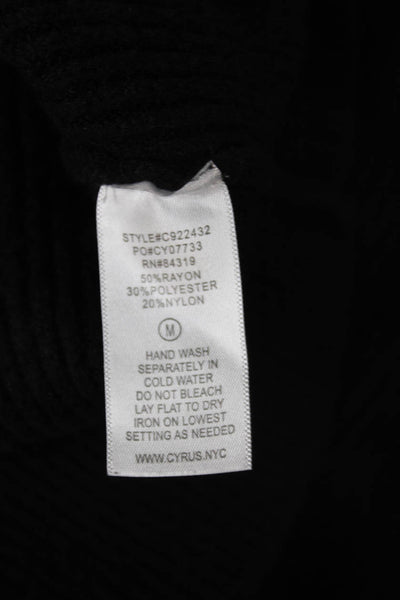 Cyrus Womens Pullover Sweater Mock Neck Long Sleeve Black Rayon Size M