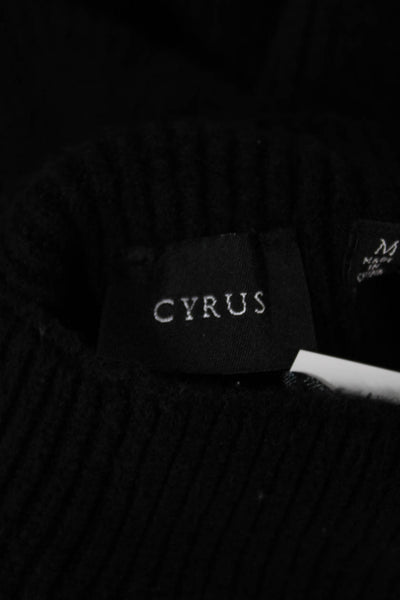 Cyrus Womens Pullover Sweater Mock Neck Long Sleeve Black Rayon Size M