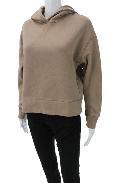 Zara Women Pullover Hoodie Beige Cotton Blend Crew Neck Long Sleeve Size S