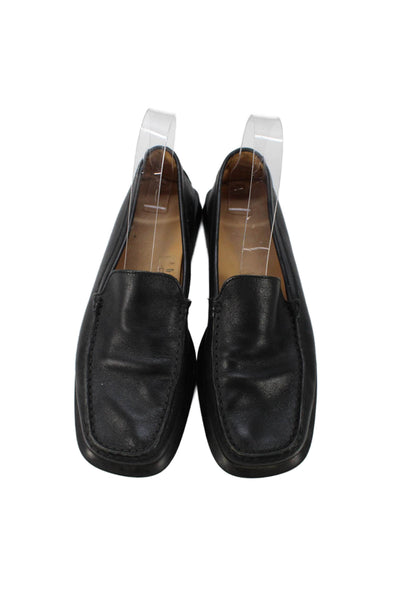 Tods Womens Leather Slide On Casual Loafers Black Size 39 9