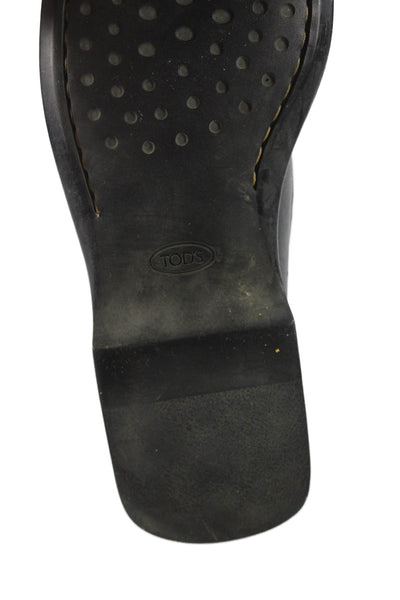 Tods Womens Leather Slide On Casual Loafers Black Size 39 9