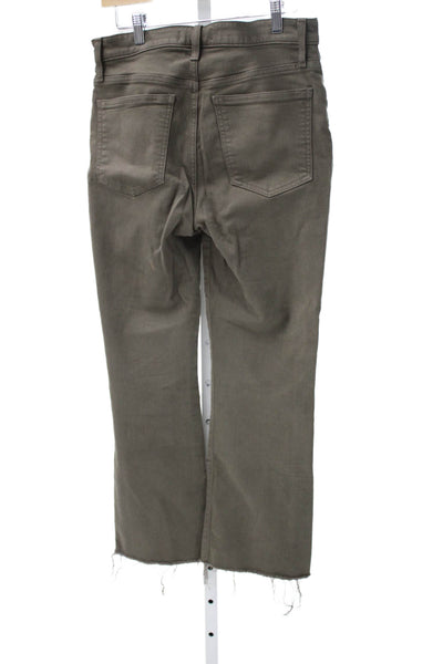 Madewell Women Straight Jeans Green Mid Rise Cotton Blend Size 28