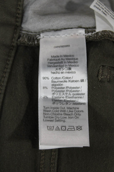 Madewell Women Straight Jeans Green Mid Rise Cotton Blend Size 28
