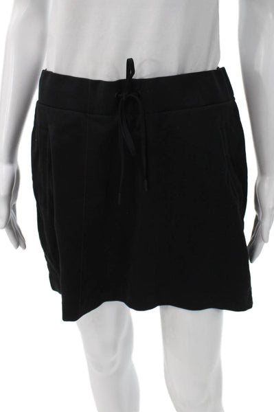 Athleta Women Athletic Black Polyester Blend Short Skirt Drawstring Size M