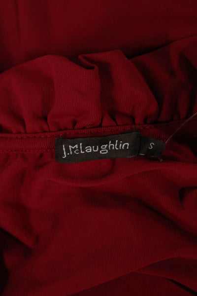 J. Mclaughlin Women Basic Red V-Neck Nylon Blend 3/4 Sleeve Blouse Size S