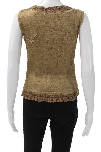Alberto Makali Womens Gold Scoop Neck Sleeveless Basic Tank Polyester Size M