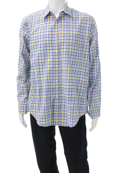 J. Mclaughlin Mens Multicolor Cotton Dress Shirt Button Up Long Sleeve Size L