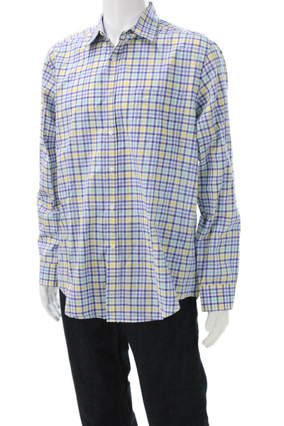 J. Mclaughlin Mens Multicolor Cotton Dress Shirt Button Up Long Sleeve Size L