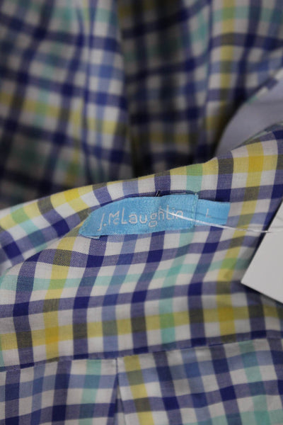 J. Mclaughlin Mens Multicolor Cotton Dress Shirt Button Up Long Sleeve Size L