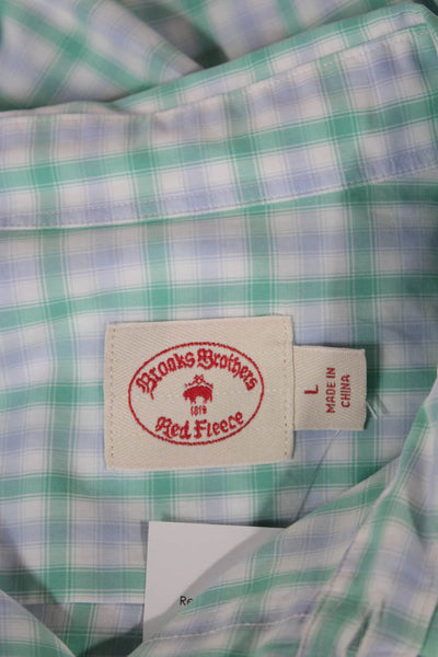 Brooks Brothers Mens Button-Up Dress Shirt Cotton Checked Long Sleeve Size L