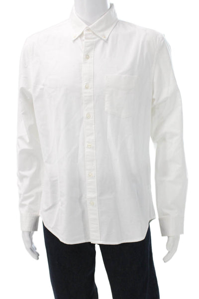 Bonobos Men White Cotton Collared Long Sleeve Button-Up Shirt Size L