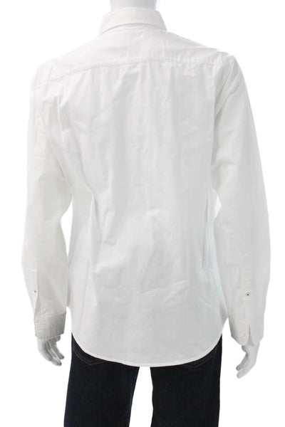 Bonobos Men White Cotton Collared Long Sleeve Button-Up Shirt Size L