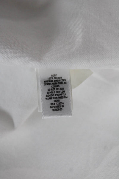 Bonobos Men White Cotton Collared Long Sleeve Button-Up Shirt Size L
