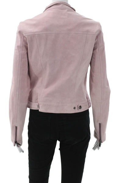 Bagatelle Womens Basic Genuine Leather Jacket Pink Zip Size S